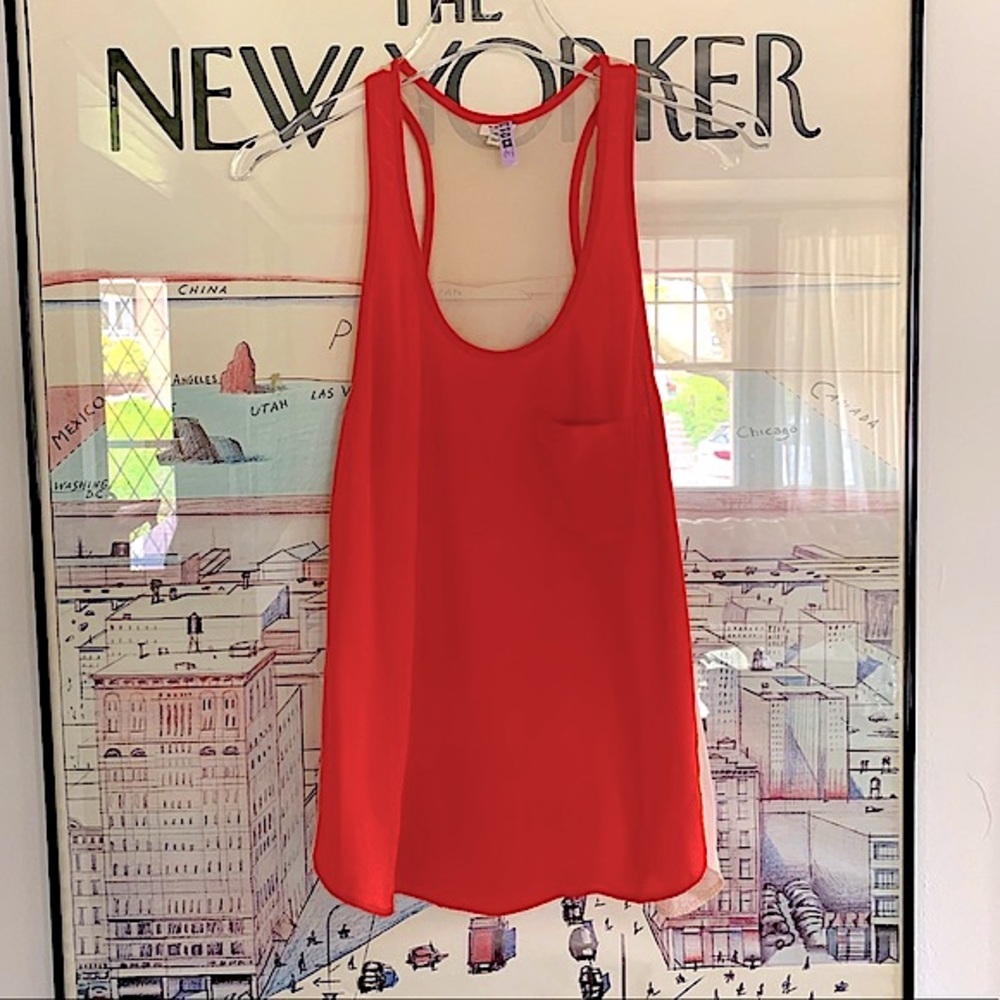 Wilfred silk orange|beige racer back tank with pocket size XS